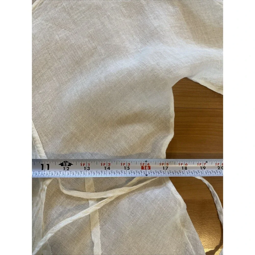 Home Frocks Linen Size M‎ Lagenlook Ivory Wrap Guaze Dress